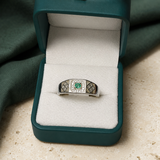 Anillo Vanguardia — Plata 925 y Esmeralda Colombiana