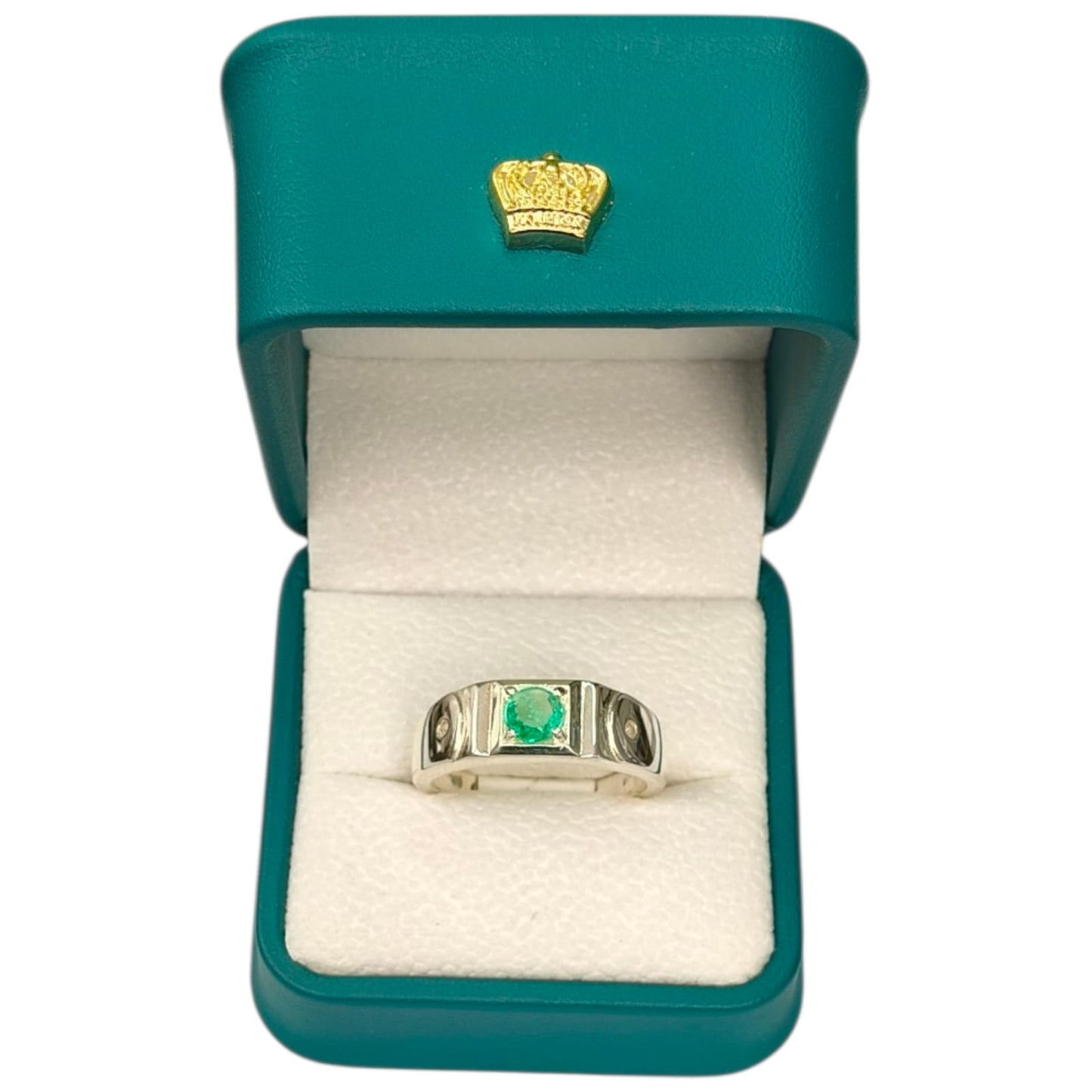Anillo Argent con Esmeralda Colombiana para Caballero - Colección Noir