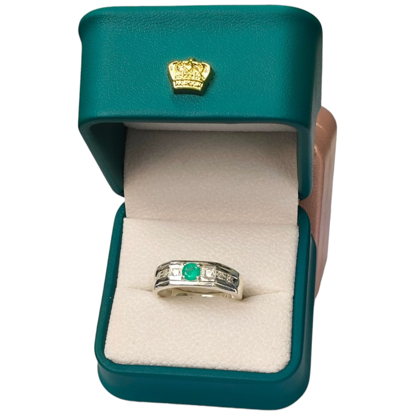 Anillo Argent con Esmeralda Colombiana para Caballero - Colección Roca