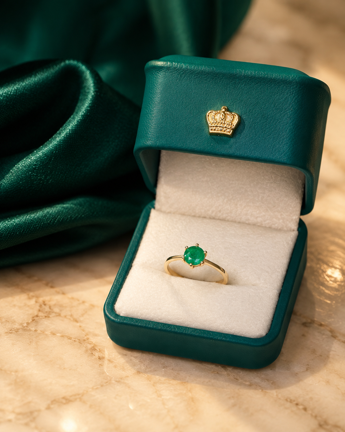 Anillo Oro 18K con Esmeralda Natural Colombiana -Premium