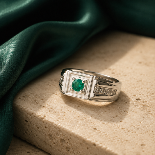 Anillo Alpes — Plata 925 y Esmeralda Colombiana