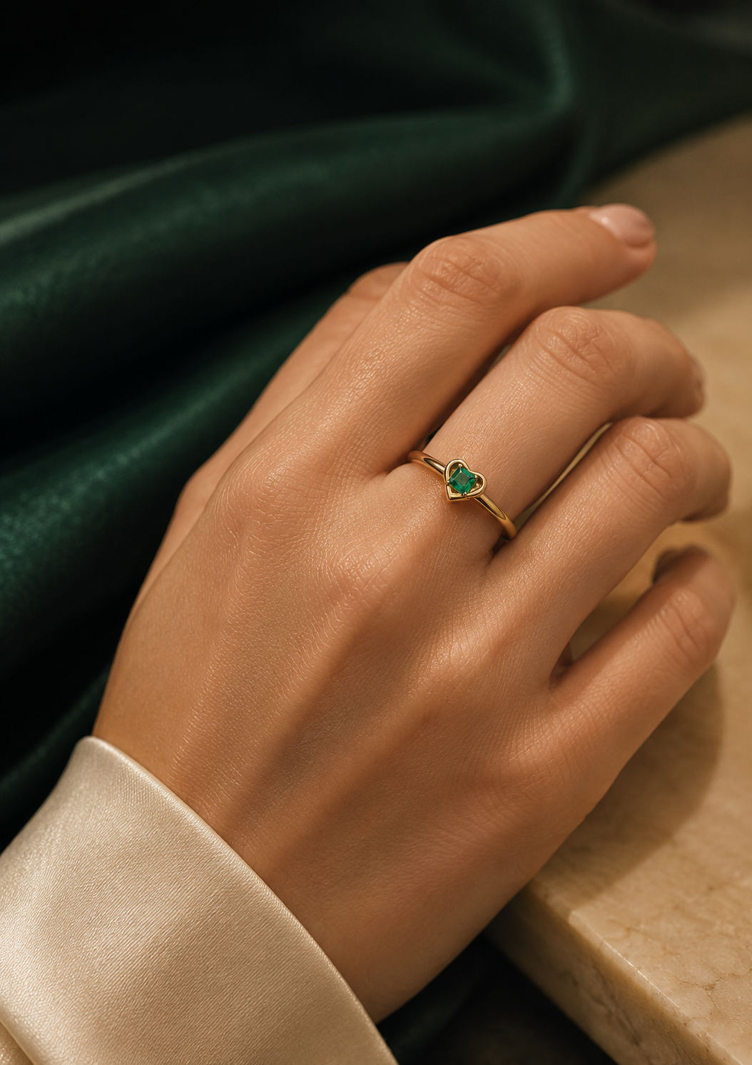 Anillo Oro 18K con Esmeralda Natural Colombiana - Céleste