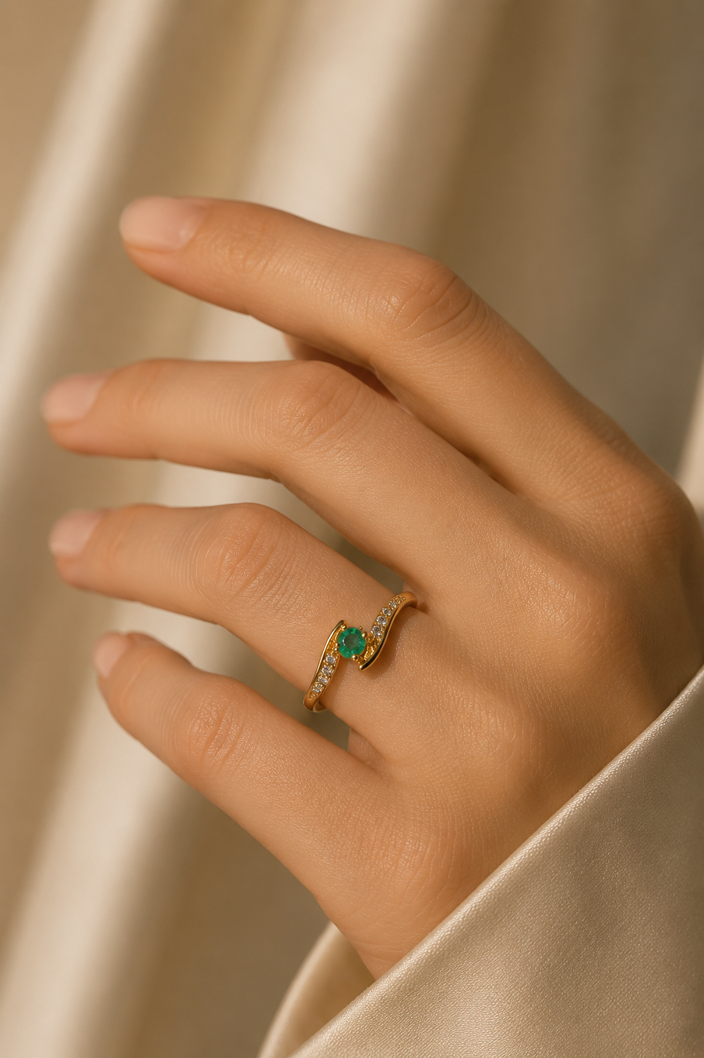 Anillo Oro 18K con Esmeralda Natural Colombia Mystique
