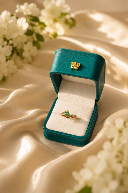 Anillo Oro 18K con Esmeralda Natural Colombia Mystique