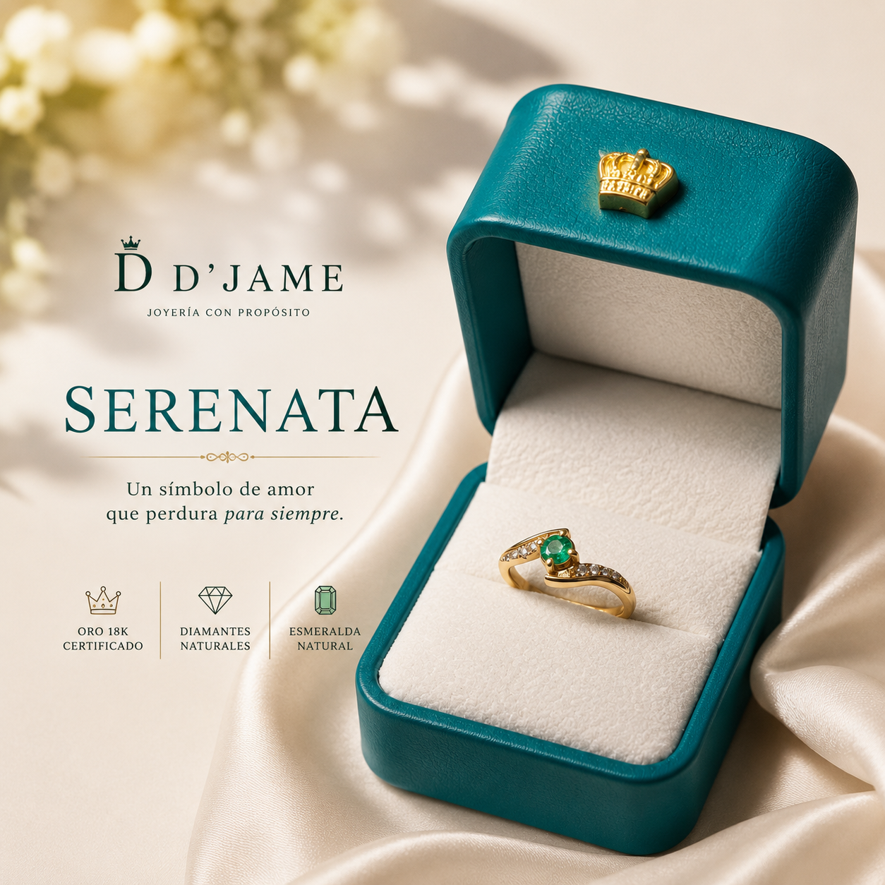 Anillo Oro 18K con Esmeralda Natural Colombia Mystique