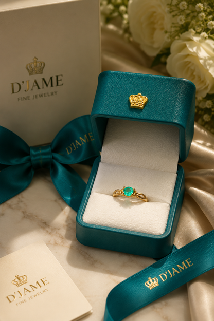 Anillo Oro 18K con Esmeralda Natural Colombiana - Serenata
