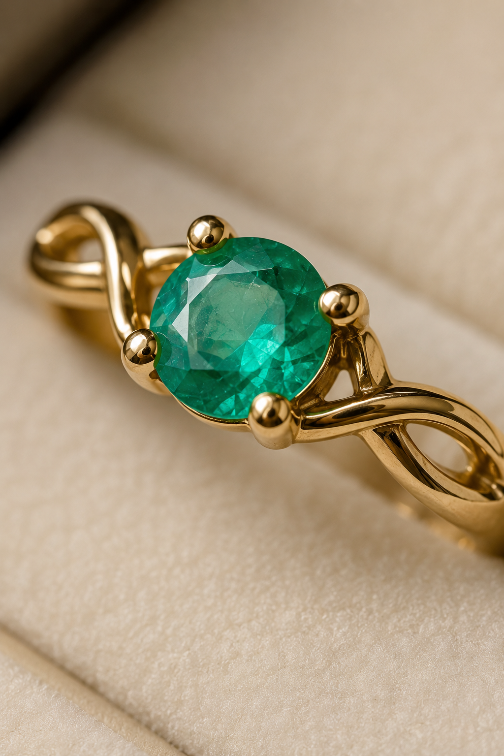 Anillo Oro 18K con Esmeralda Natural Colombiana - Serenata