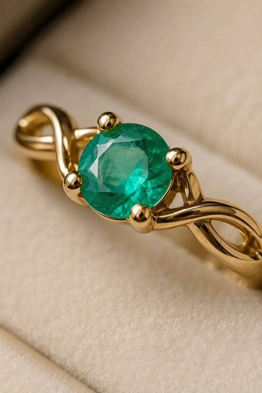 Anillo Oro 18K con Esmeralda Natural Colombiana - Serenata