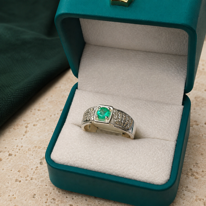 Anillo Bravo — Plata Italiana y Esmeralda Colombiana
