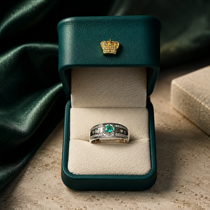 Anillo Roca — Plata Italiana y Esmeralda Colombiana