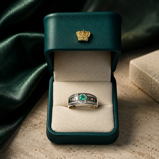 Anillo Roca — Plata 925 y Esmeralda Colombiana