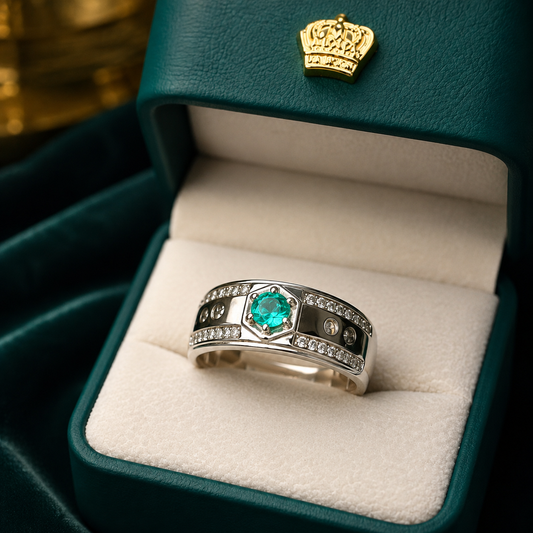Anillo Roca — Plata 925 y Esmeralda Colombiana