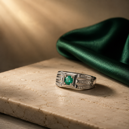Anillo Pulso — Plata 925 y Esmeralda Colombiana