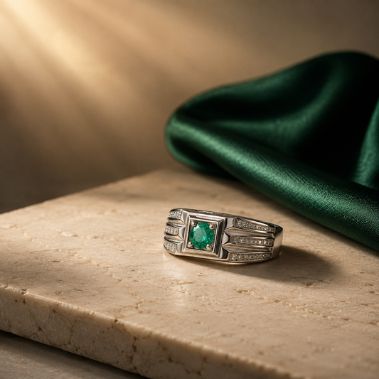 Anillo Pulso — Plata 925 y Esmeralda Colombiana