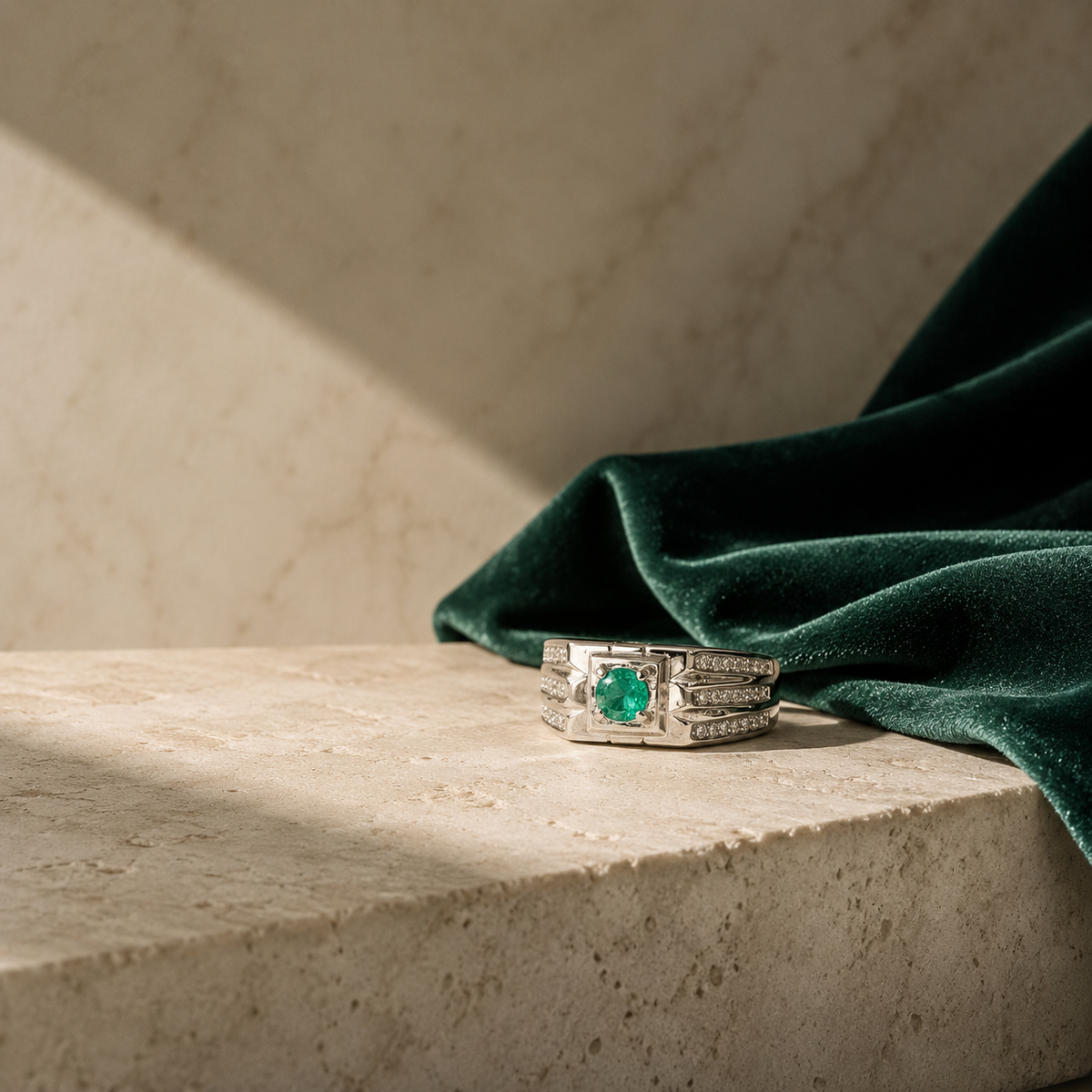 Anillo Pulso — Plata 925 y Esmeralda Colombiana