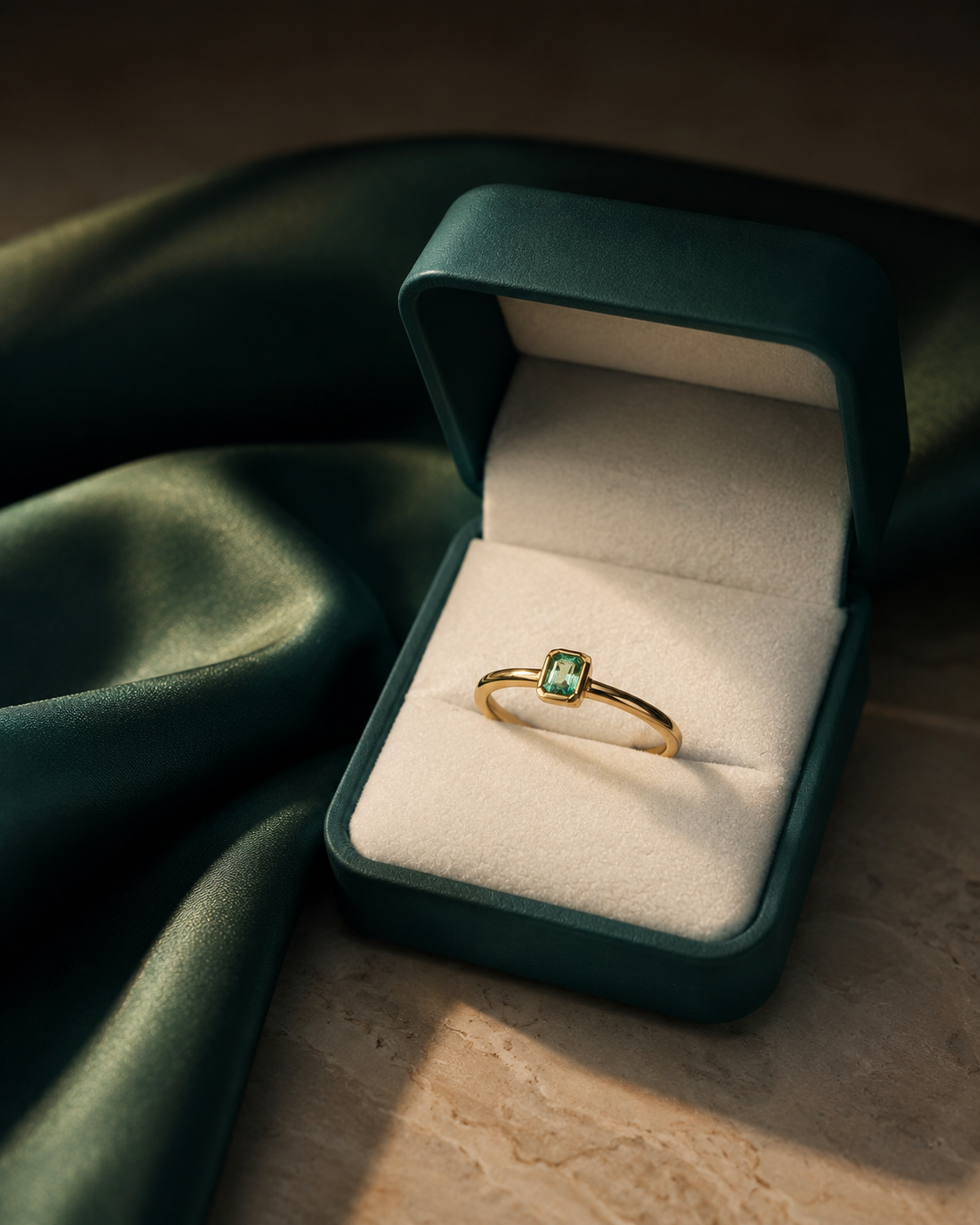 Anillo Oro 18K con Esmeralda Natural Colombiana - Aurora