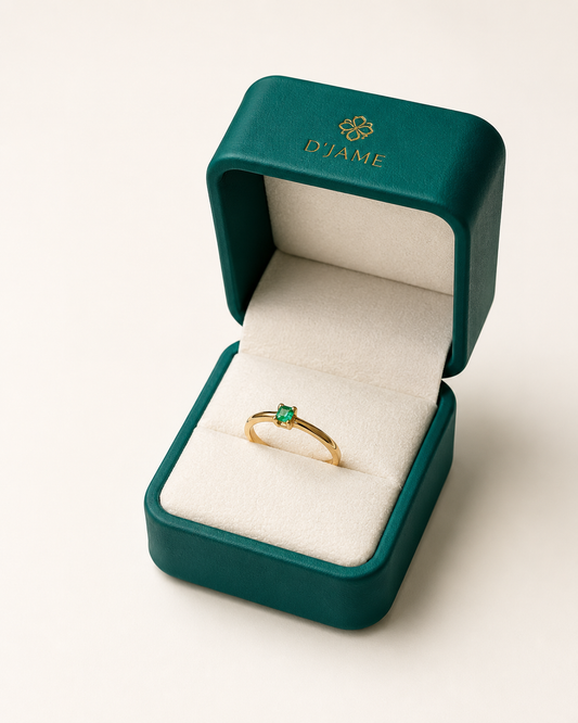Anillo Oro 18K con Esmeralda Natural Colombiana - Eternité