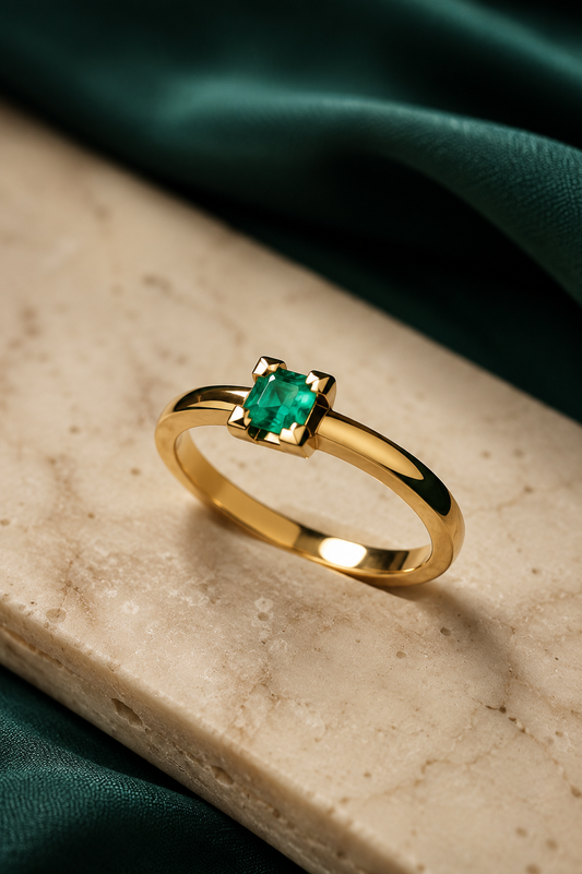 Anillo Oro 18K con Esmeralda Natural Colombiana - Eternité