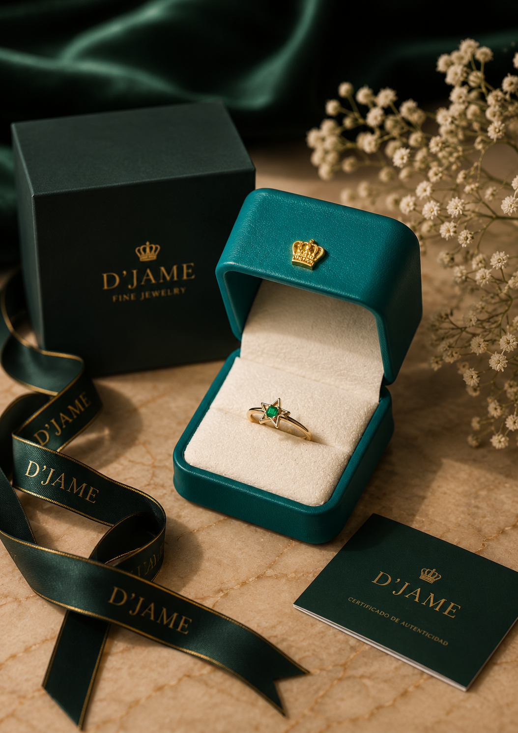Anillo Oro 18K con Esmeralda Natural Colombiana - Noblesse