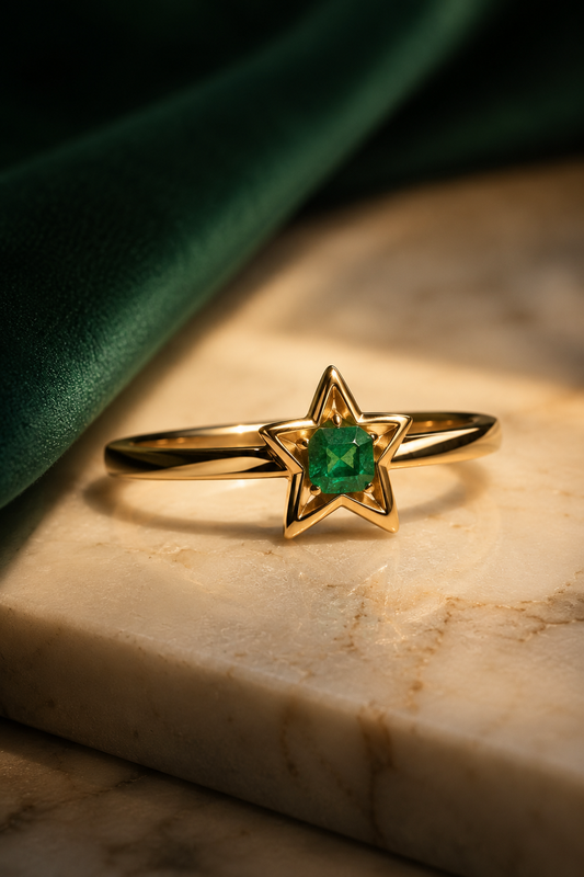 Anillo Oro 18K con Esmeralda Natural Colombiana - Noblesse