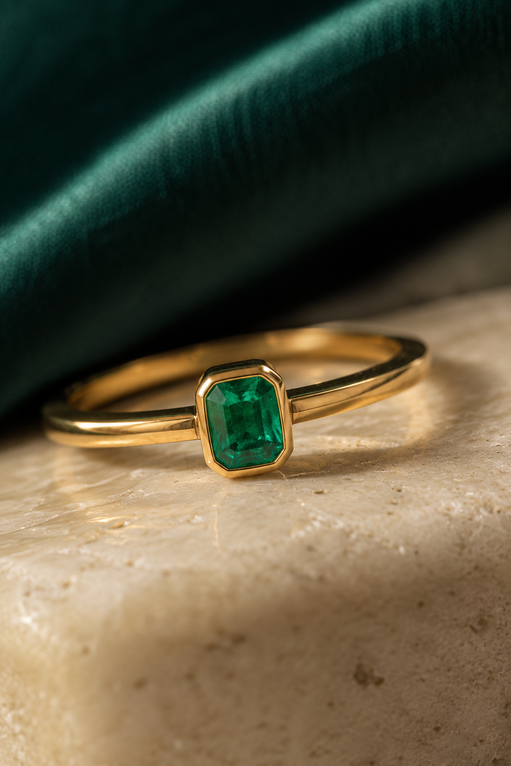 Anillo Oro 18K con Esmeralda Natural Colombiana - Deluxe