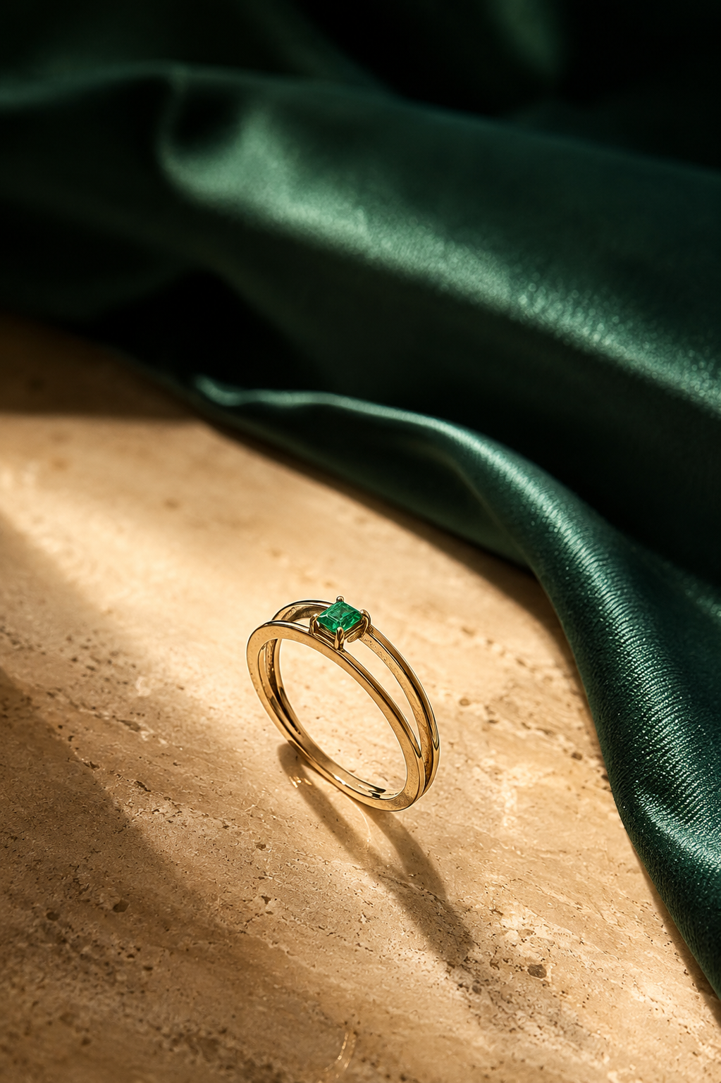 Anillo Oro 18K con Esmeralda Natural Colombiana - Lumière