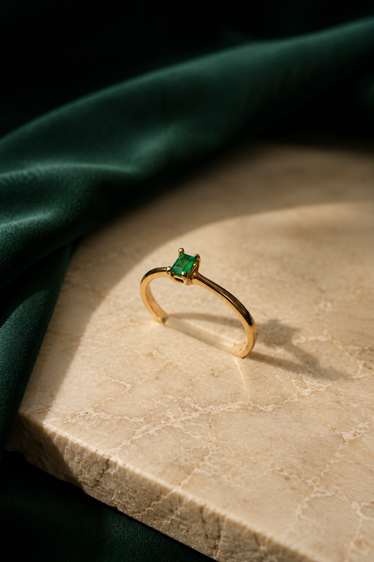 Anillo Oro 18K con Esmeralda Natural Colombiana - Heritage