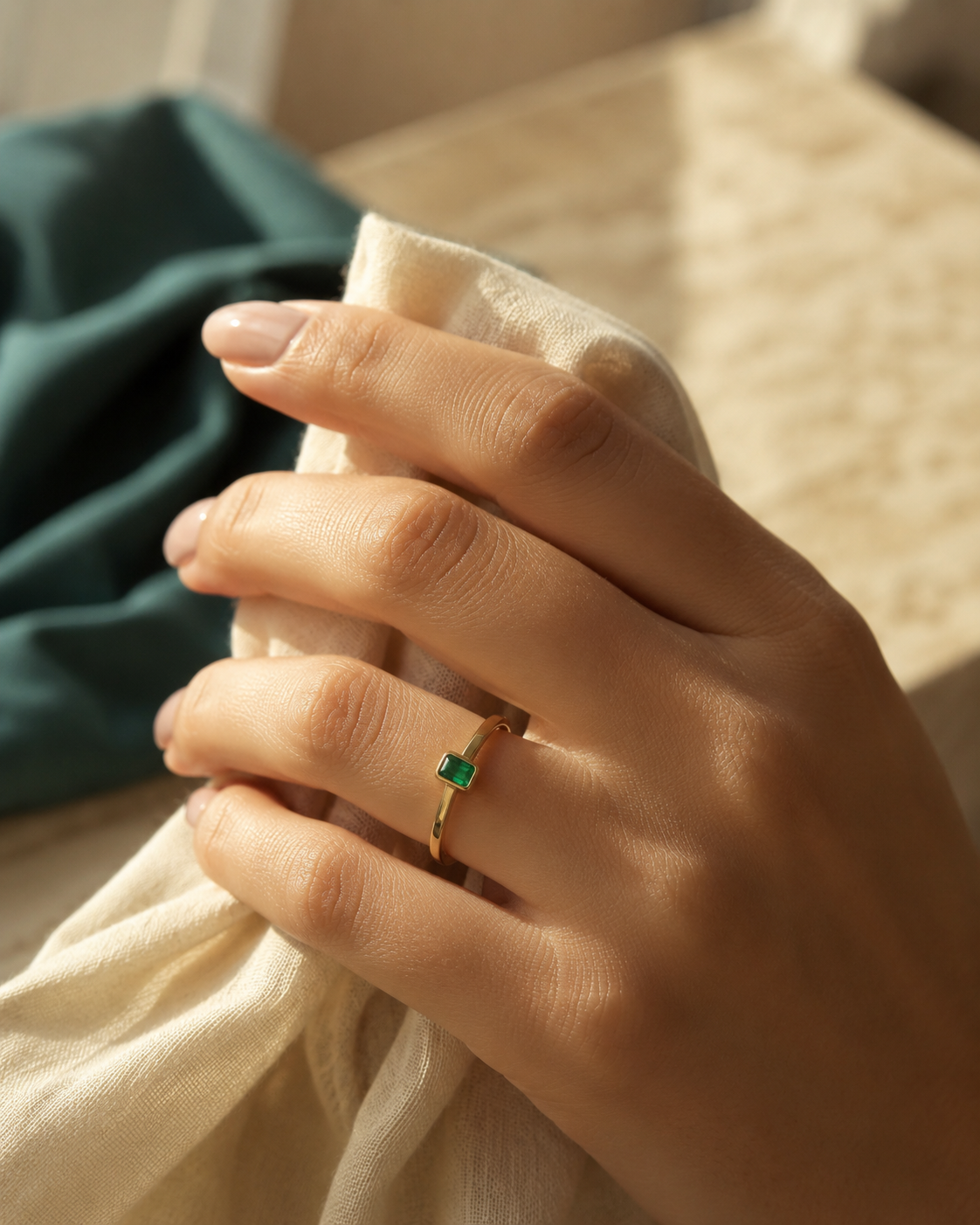 Anillo Oro 18K con Esmeralda Natural Colombiana - Royale