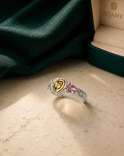 Anillo Oro y Argent con Esmeralda Colombiana - 15 Años Celeste