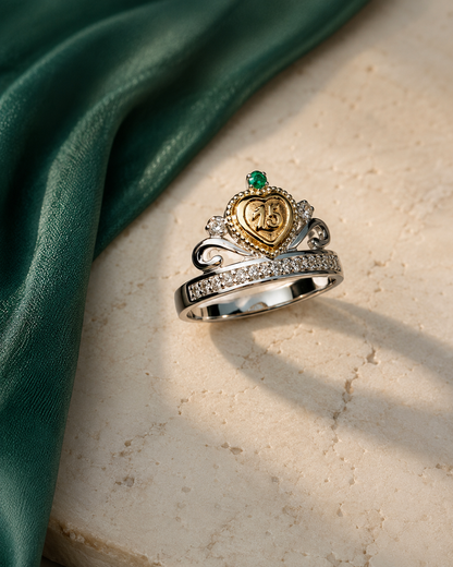 Anillo Oro y Argent con Esmeralda Colombiana - 15 Años Fleur