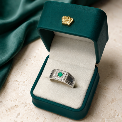 Anillo Titán — Plata 925 y Esmeralda Colombiana