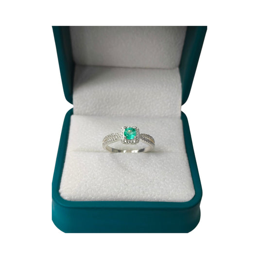 Anillo de Plata 925 con Esmeralda Colombiana – Colección Génova