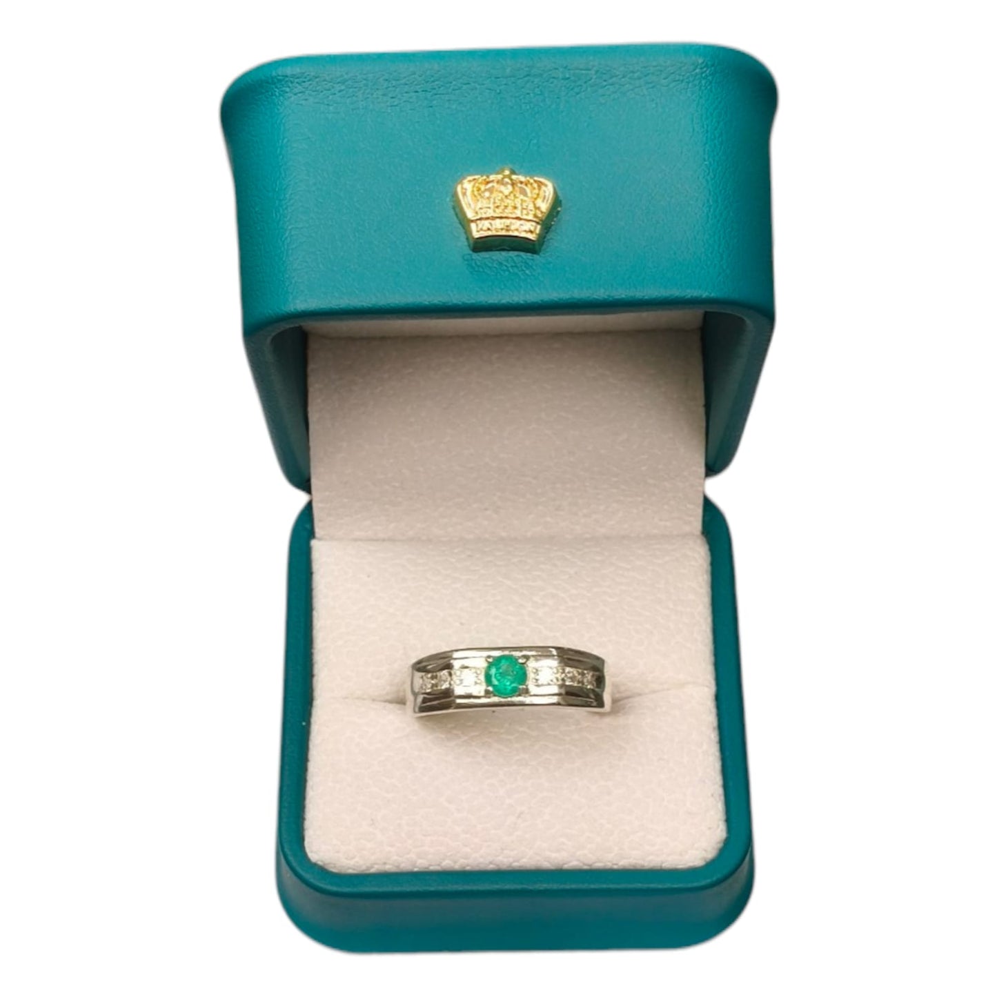 Anillo Argent con Esmeralda Colombiana para Caballero - Colección Roca
