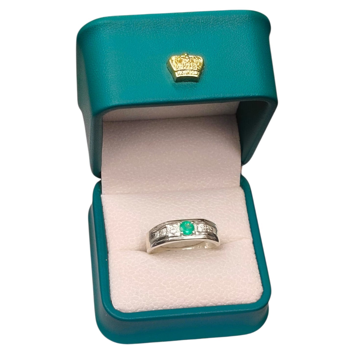 Anillo Argent con Esmeralda Colombiana para Caballero - Colección Roca