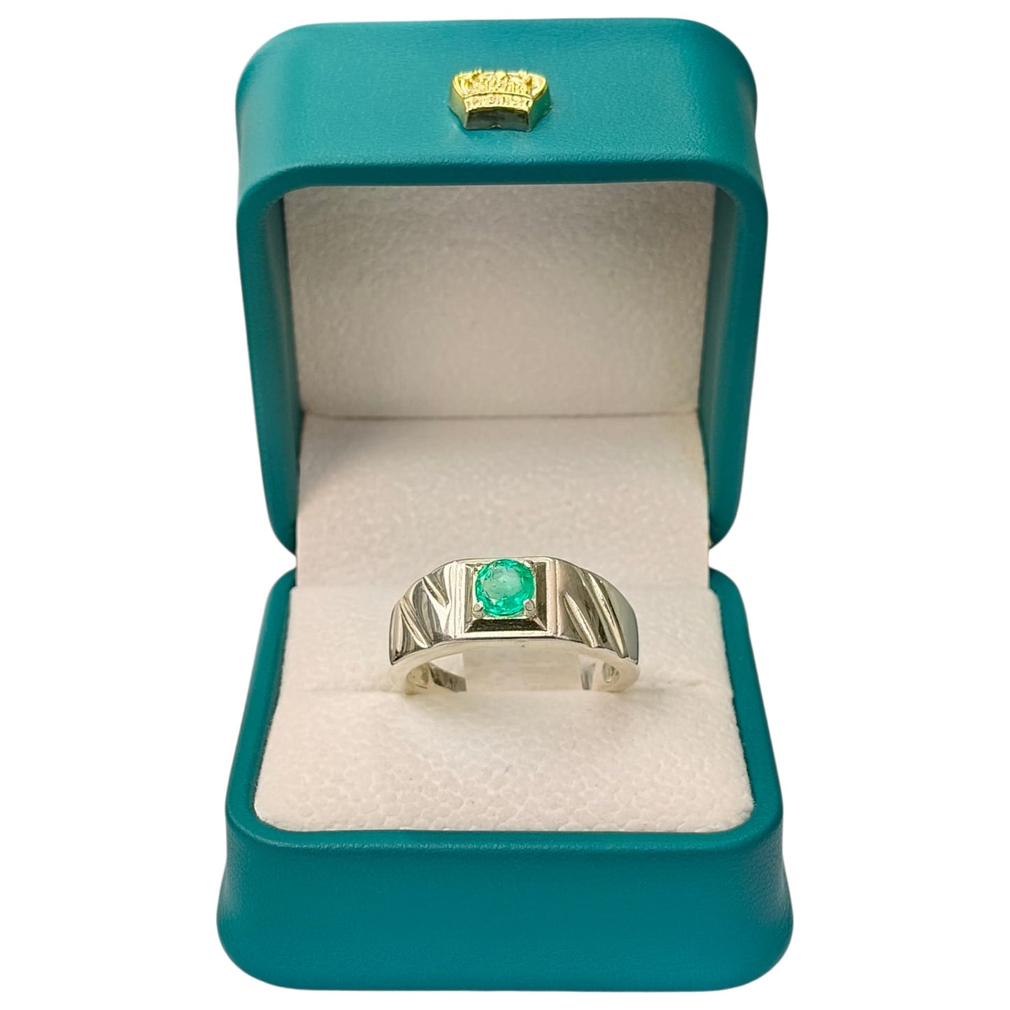 Anillo Argent con Esmeralda Colombiana para Caballero - Colección Crest