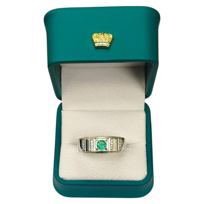 Anillo Argent con Esmeralda Colombiana para Caballero - Colección Ébano