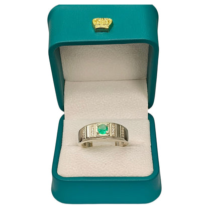 Anillo Argent con Esmeralda Colombiana para Caballero - Colección Ébano