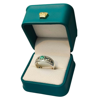 Anillo Argent con Esmeralda Colombiana para Caballero - Colección Cumbre