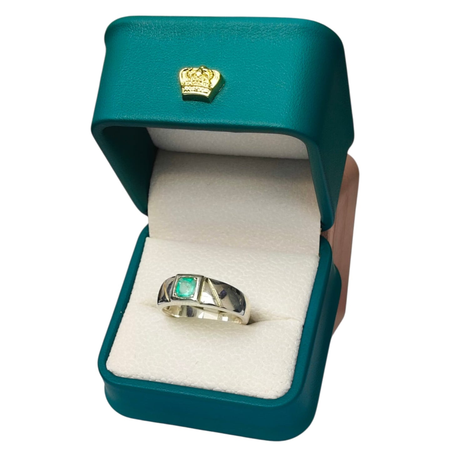 Anillo Argent con Esmeralda Colombiana para Caballero - Colección Crónica