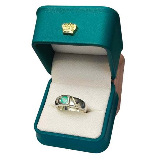 Anillo Argent con Esmeralda Colombiana para Caballero - Colección Crónica