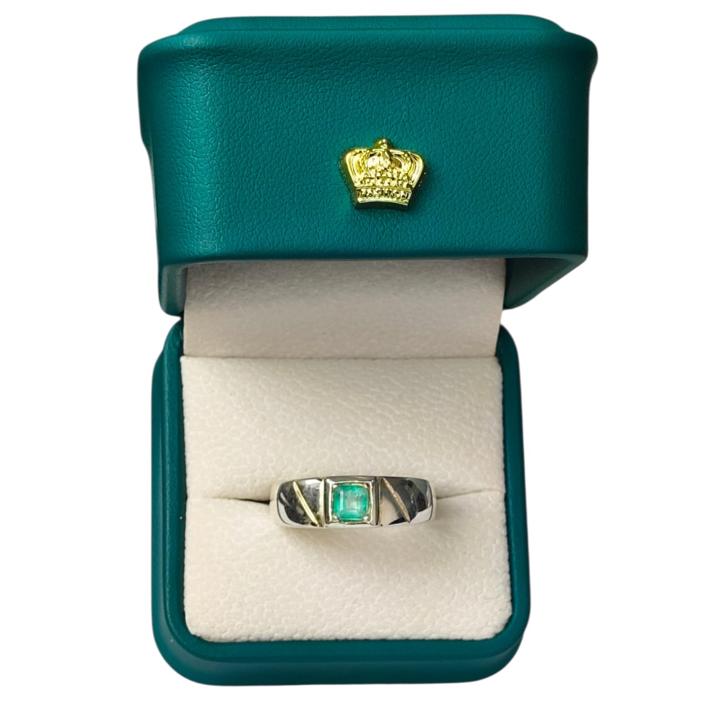 Anillo Argent con Esmeralda Colombiana para Caballero - Colección Crónica