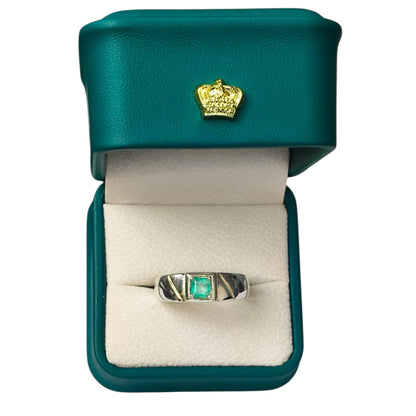 Anillo Argent con Esmeralda Colombiana para Caballero - Colección Crónica