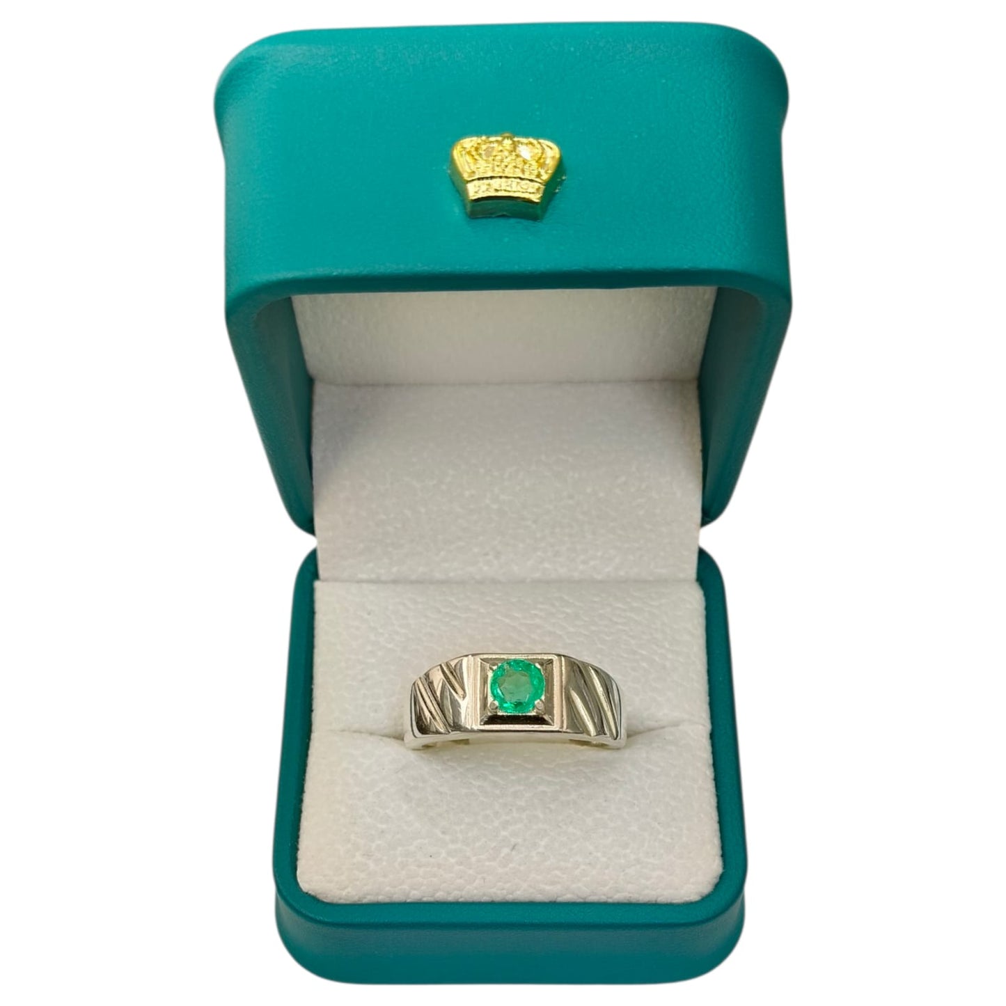 Anillo Argent con Esmeralda Colombiana para Caballero - Colección Crest