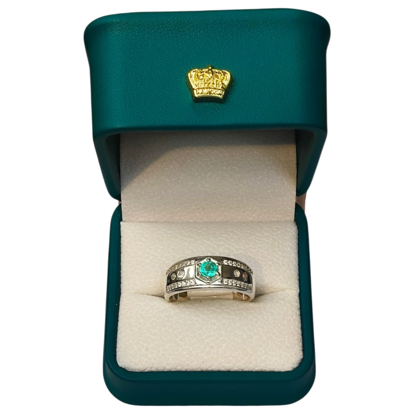 Anillo Argent con Esmeralda Colombiana para Caballero - Colección Cumbre