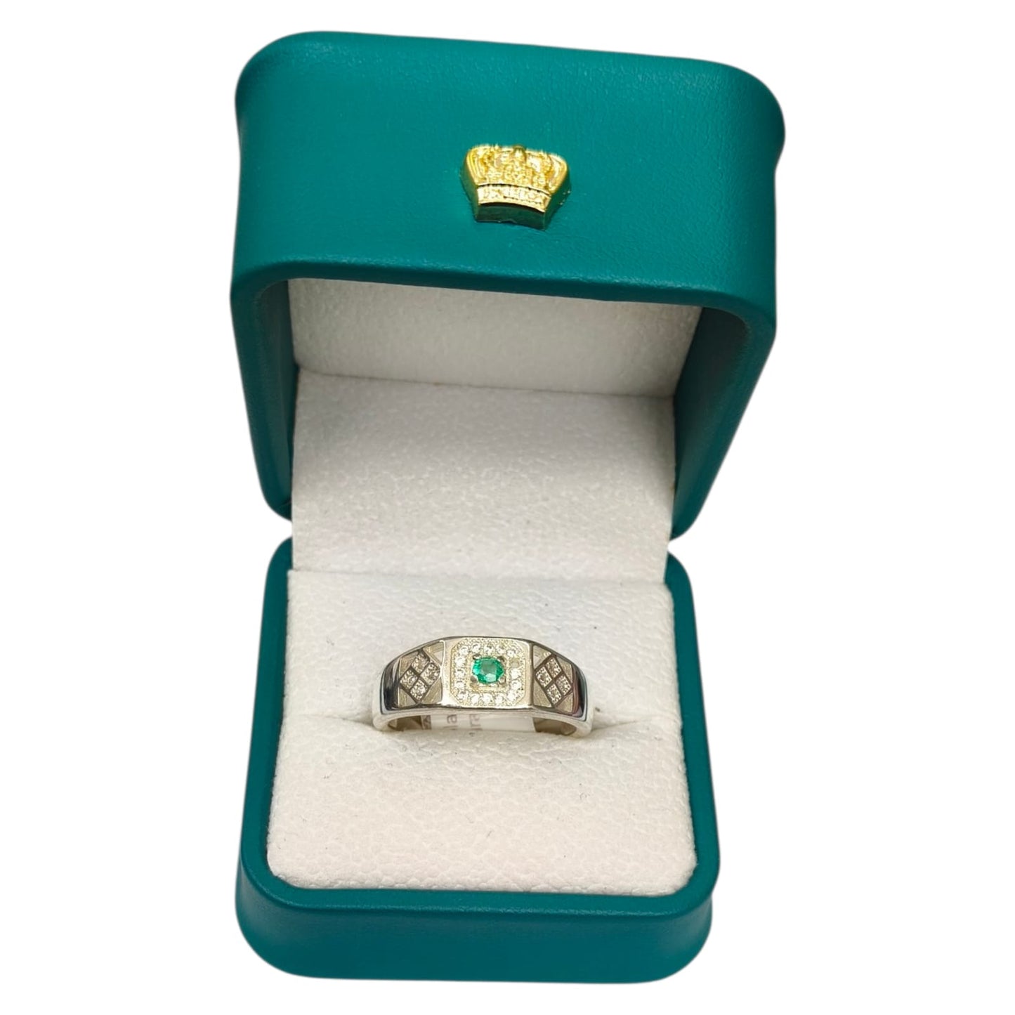 Anillo Argent con Esmeralda Colombiana para Caballero - Colección Vanguard