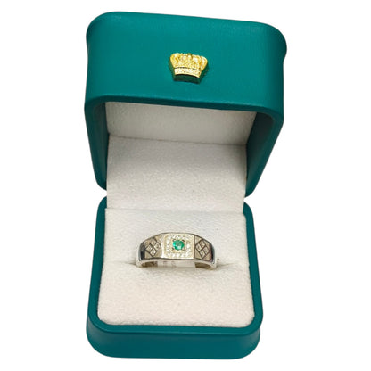 Anillo Argent con Esmeralda Colombiana para Caballero - Colección Vanguard