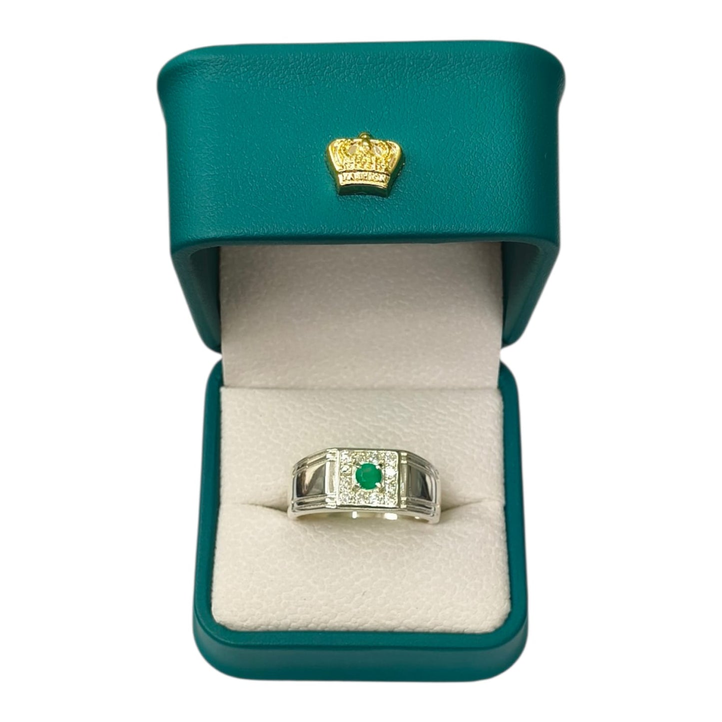 Anillo Argent con Esmeralda Colombiana para Caballero - Colección Titan