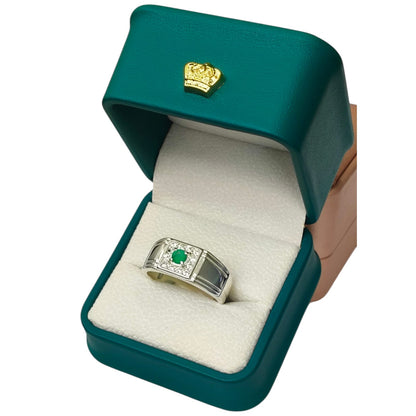 Anillo Argent con Esmeralda Colombiana para Caballero - Colección Titan