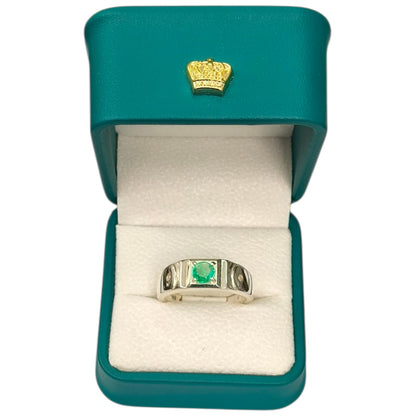 Anillo Argent con Esmeralda Colombiana para Caballero - Colección Noir