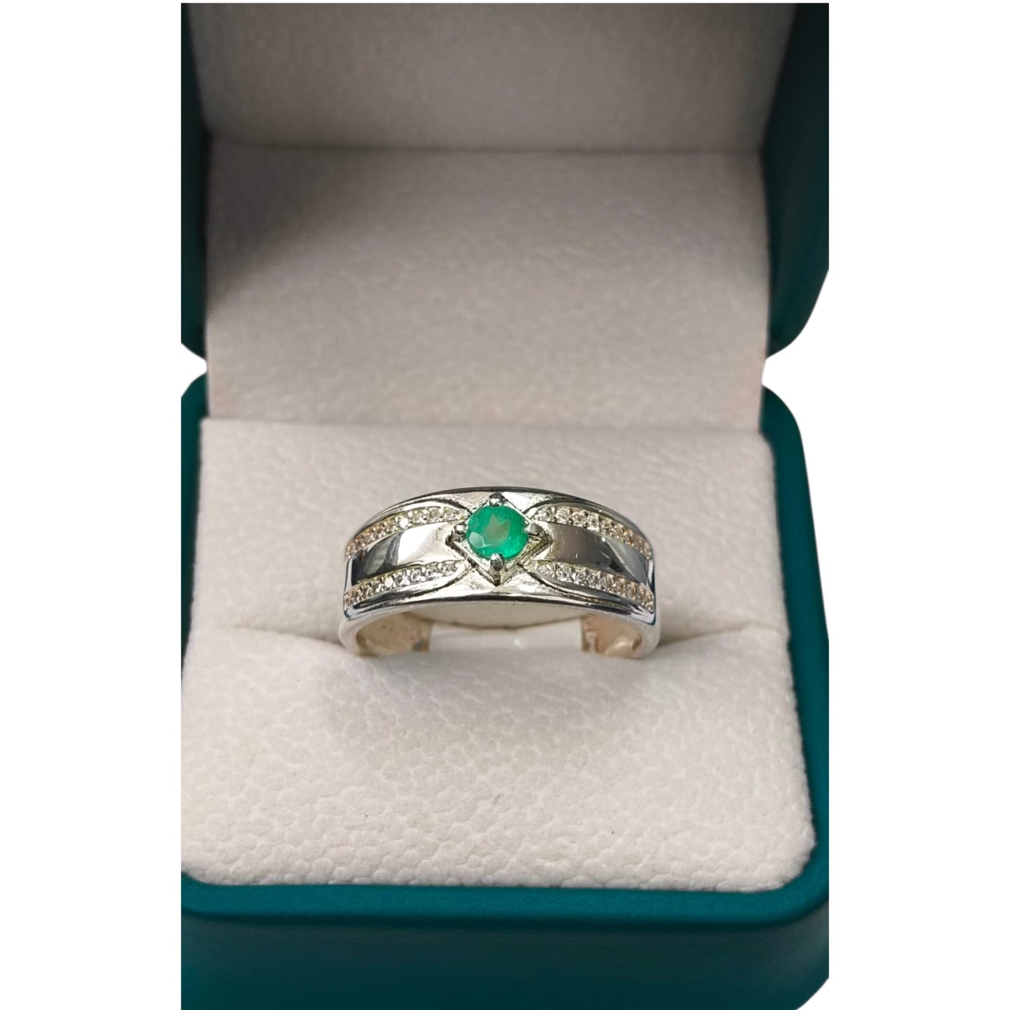 Anillo Argent con Esmeralda Colombiana para Caballero - Colección Maestro